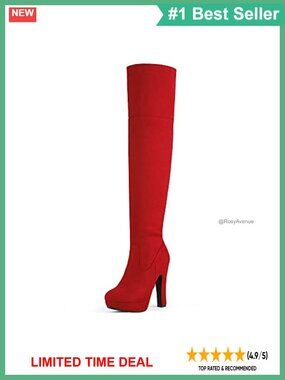 Women's Chunky Platform Over The Knee Thigh High Boots Faux Suede Heeled